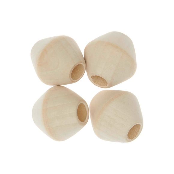 Holzperlen "Makramee" 30 x 30 mm - 4 Stück (natur) von RICO DESIGN