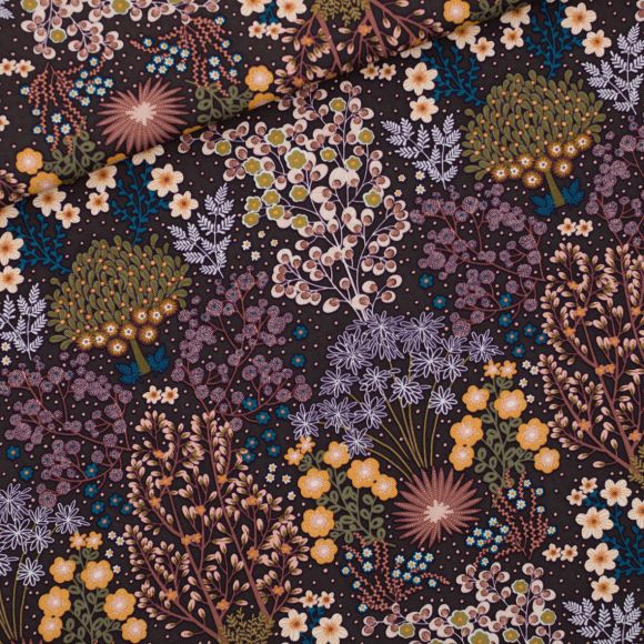 Gabardine Twill Baumwolle "Florarium - licorice gray" (graphit) von See You at Six