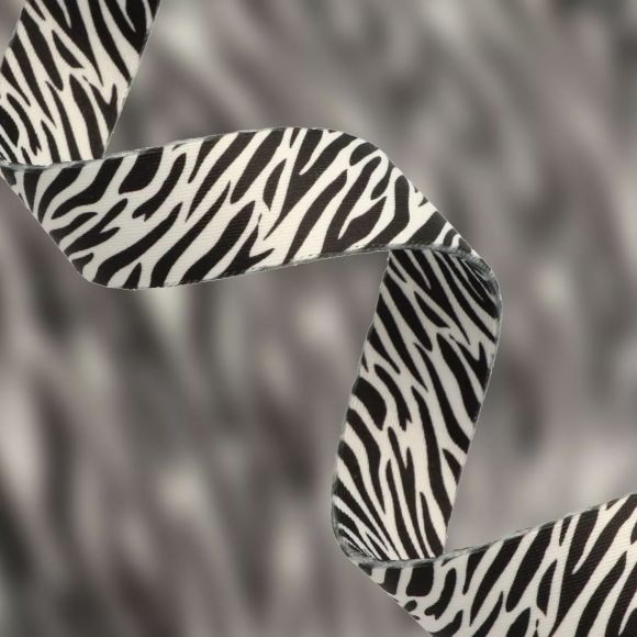 Webband Polyester "Recycling - Zebra" 25 mm (weiss/schwarz)