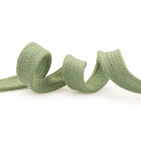 Flachkordel Baumwolle "Hoodieband" 15 mm - Stück à 1 m (salbeigrün)