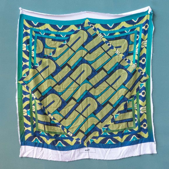 Viskose Panel "Foulard/Schal" (türkis/grün/blau)