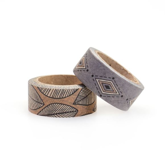 Masking Tape "Boho" im 2er-Set (hellbraun/hellgrau)