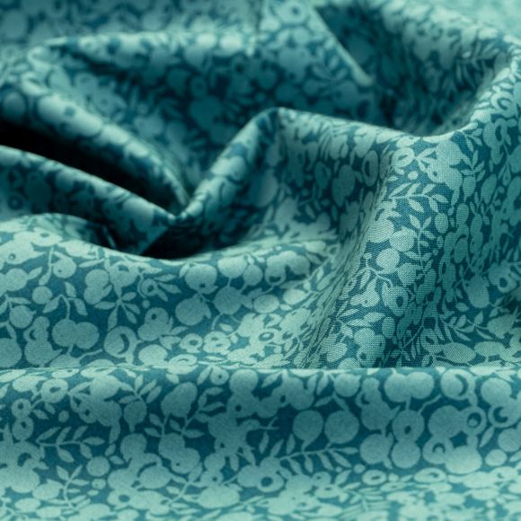 Baumwolle "Wiltshire Shadow/Peacock Feather" (petrol) von Liberty Fabrics