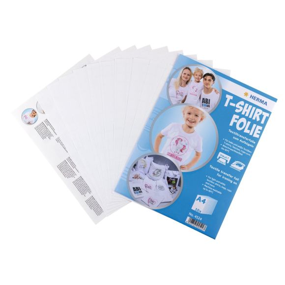 Textiltransferfolie/Aufbügelfolie "Bright/Helle Stoffe" - für Inkjet, 10 Blatt (weiss)