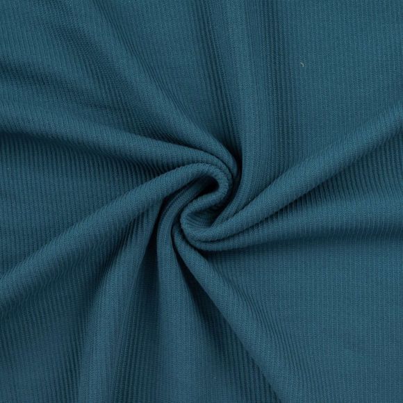 Strickstoff Baumwolle - gerippt "Levi" (petrolblau)