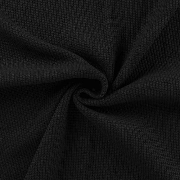 80 cm reste // Tissu maille en coton - côtelé "Levi" (noir)