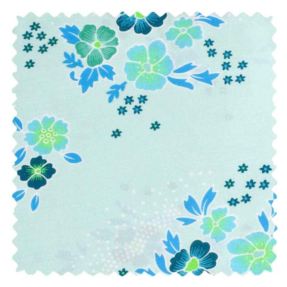 Coton "Folksy/Fleurs" (menthe clair-bleu clair/turquoise) de Petit Pan
