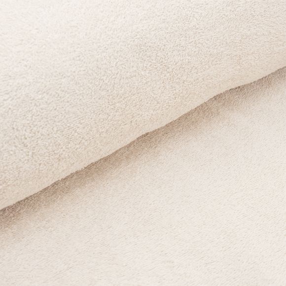 Tissu éponge en coton - uni "Douillet" (beige clair)