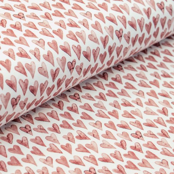 Jersey de coton "Coeurs" (blanc-rouge foncé) de SWAFING