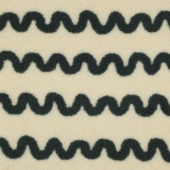 Teddyplüsch "Waves/Wellen (offwhite-dunkelgrün)