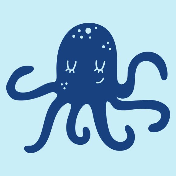 Plotter-Motiv zum Aufbügeln "Maxi Octopus" (blau) von KREANDO