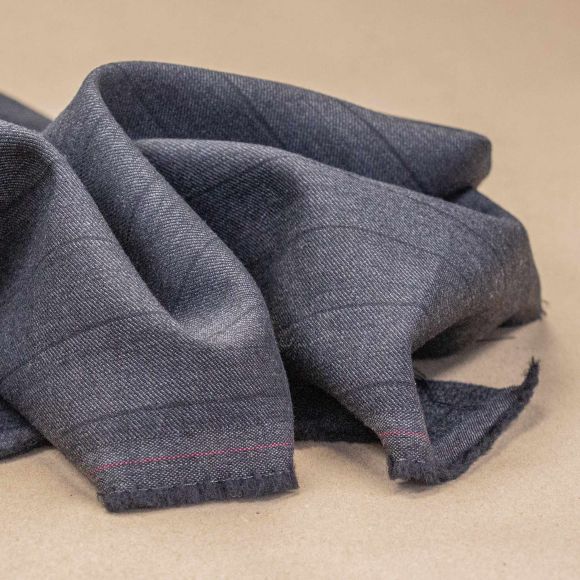 Tissu en laine - qualité légère "Fines rayures" (anthracite-noir)