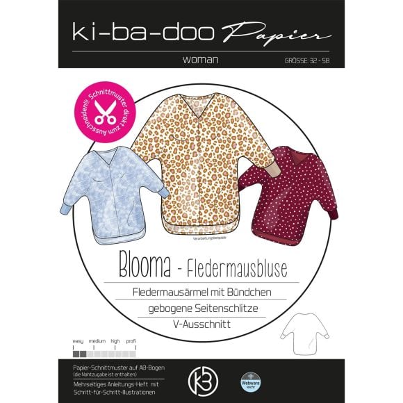 Schnittmuster Damen Bluse "Blooma" Gr. 32-58 von ki-ba-doo