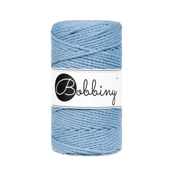 Fil macramé en coton recyclé "Rope Ø 3 mm - perfect blue" (bleu) de Bobbiny
