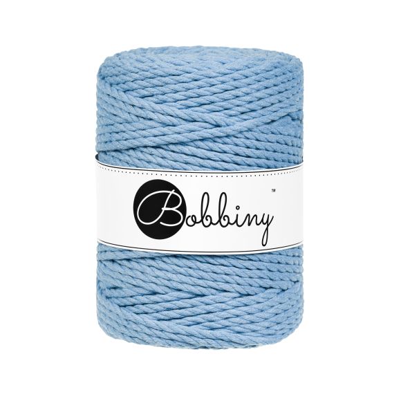 Fil macramé en coton recyclé "Rope Ø 5 mm - perfect blue" (bleu ciel) de Bobbiny