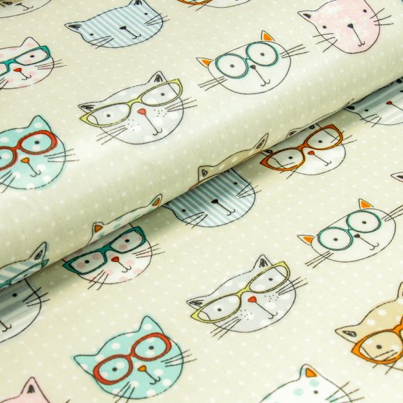 Canevas coton enduit mat "Cool Cats/chats" (beige-multicolore)