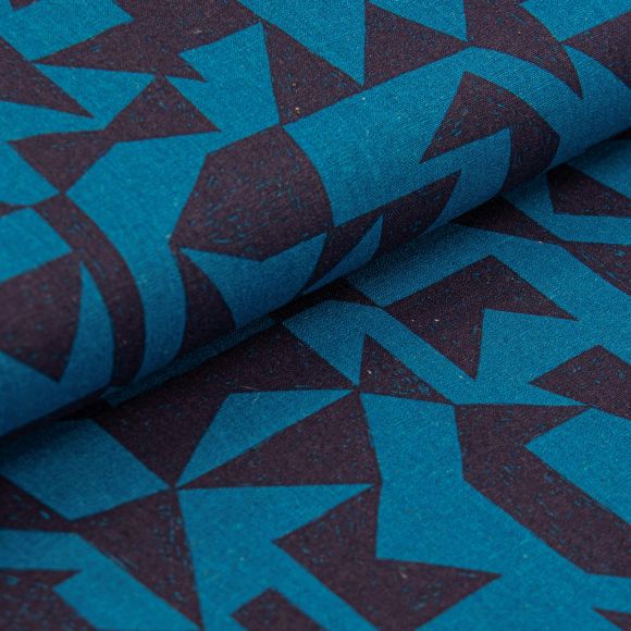 Canvas Halbleinen Leinen/Baumwolle "Echino-Patch" (dunkelblau-royalblau) von KOKKA