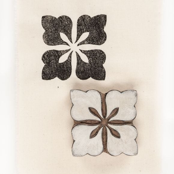 Holzstempel - handgeschnitzt "Dehli Klee Maxi - Indian Blockprint"