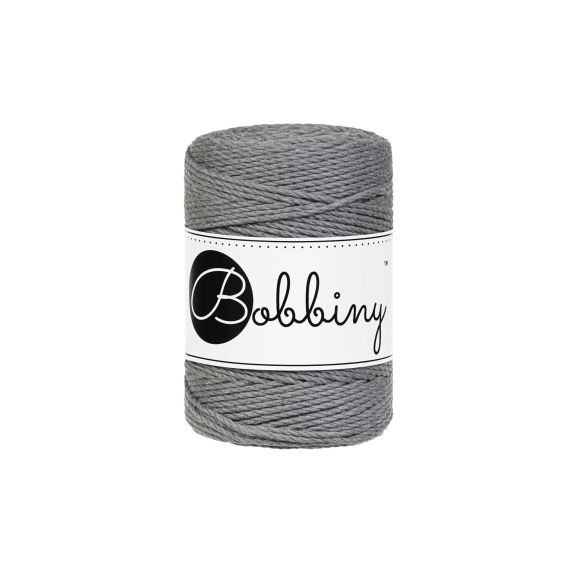 Fil macramé en coton recyclé "Rope Ø 1.5 mm - stone grey" (gris) de Bobbiny