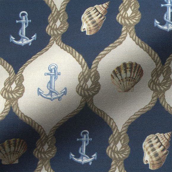 Tissu d'ameublement - Outdoor dralon® "Nautic/maritime" (sable-bleu/kaki clair)