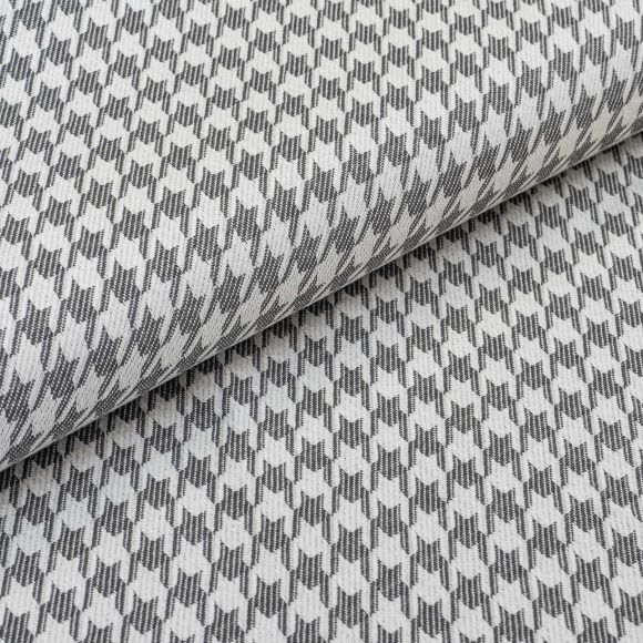 Tissu de décoration/ameublement jacquard - Outdoor dralon® "Pied-de-poule" (offwhite-gris)