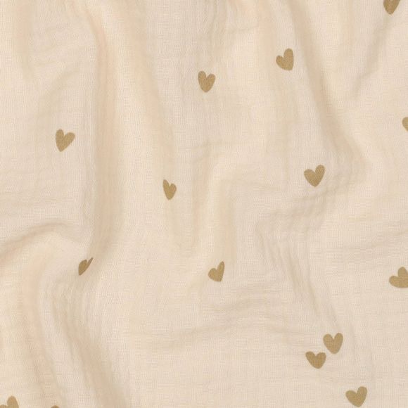 Double Gauze Baumwolle "Tiny Hearts/Herzen" (hellbeige-beige)