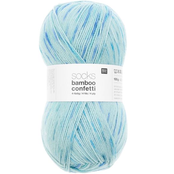 Sockenwolle - Rico Socks Bamboo Confetti - 4-fädig (ocean)