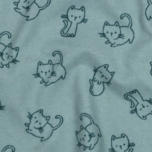 Flanell Baumwolle "Katzen" (altmint-petrol)