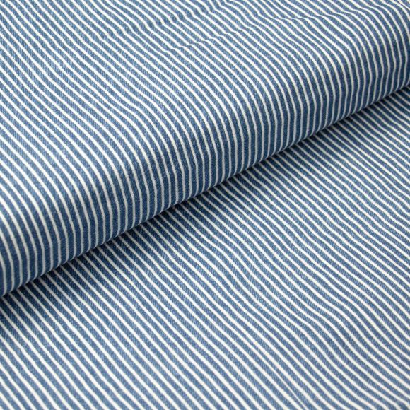 Coton double gaze "OshKosh-Style avec rayures" (bleu jean/blanc)