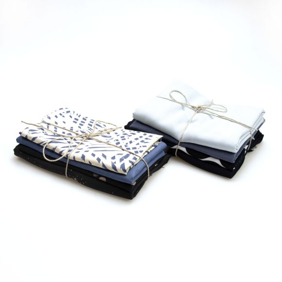 Paquet de restes de "tissu léger pour blouse/pantalon" (bleu/pétrole/turquoise)