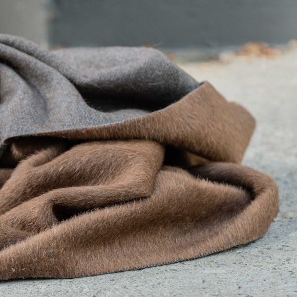 Tissu pour manteaux en laine/alpaga "Deluxe" (brun chiné)