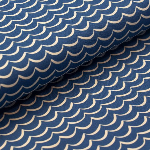 Coton "Clara Jane - Priscilla Pinking/vagues" (bleu jean-crème) de COTTON+STEEL