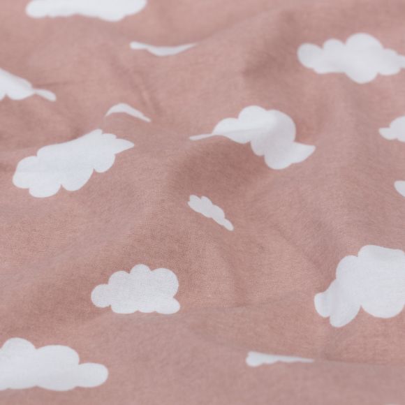 Flanell Baumwolle "Wolken" (altrosa-weiss)