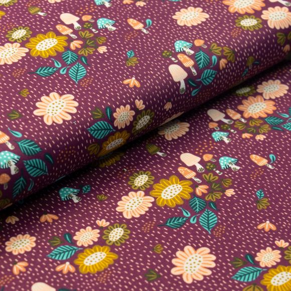 Coton "Clara Jane - Fiona Floral/fleurs" (baie-saumon/menthe) de COTTON+STEEL