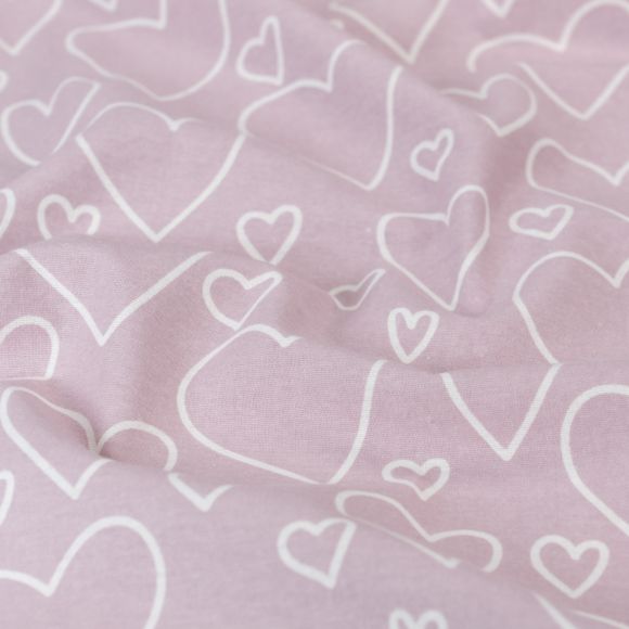 Flanell Baumwolle "Herzen/Infinity" (hellrosa-weiss)
