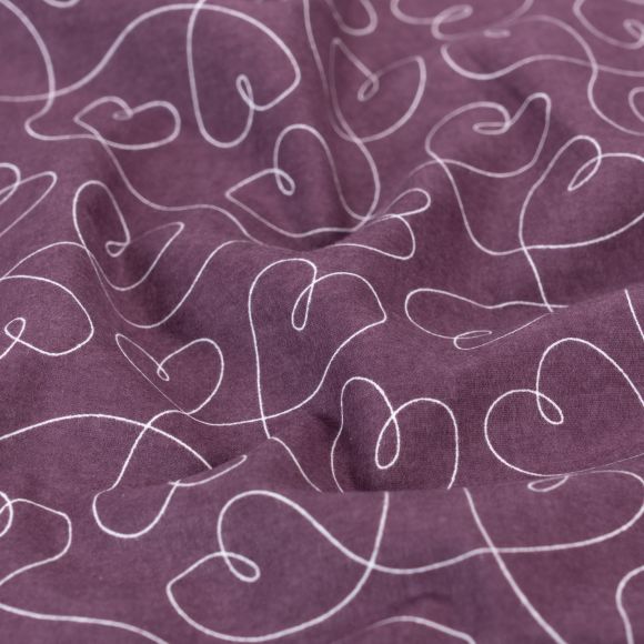 Flanell Baumwolle "Herzen/Infinity" (mauve-weiss)