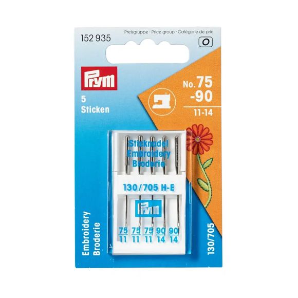 PRYM Aiguilles machine à coudre "Broderie" 75/90, 5 pièces 154935