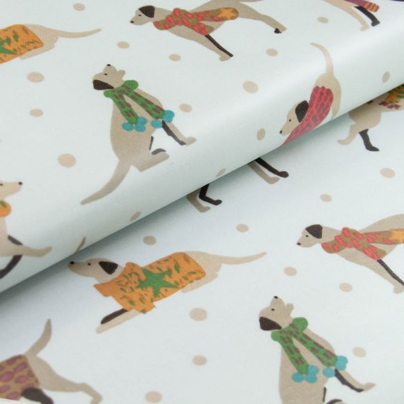 Canevas de coton - enduit "Dapper Dogs/chiens" (gris perle-taupe/multicolore) de Fryett's Fabrics