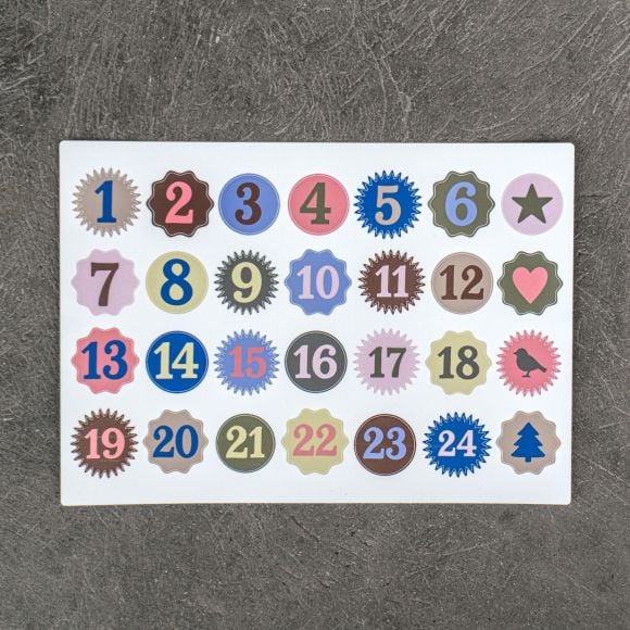 Chiffres pour calendrier de l'avent - stickers "POLA" 1-24 de KREANDO (multicolore)