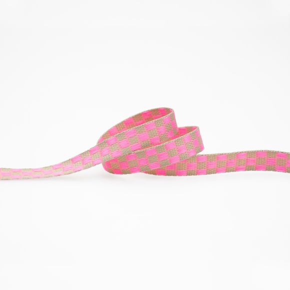 Webband "Jacquard Karo" 9 mm (beige/rosa)