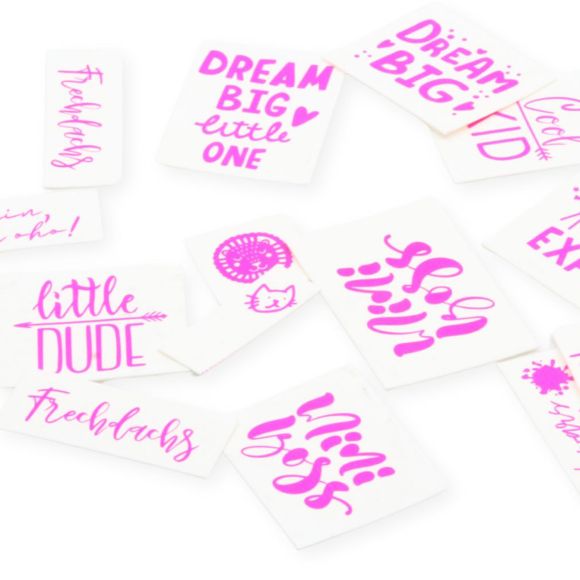 SnapPap Labels / Etiketten "Kids" Bogen mit 40 Labels (weiss-pink)