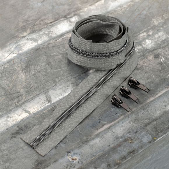 Reissverschluss & Zipper "Metallic Look" im Set (mausgrau/graphit)