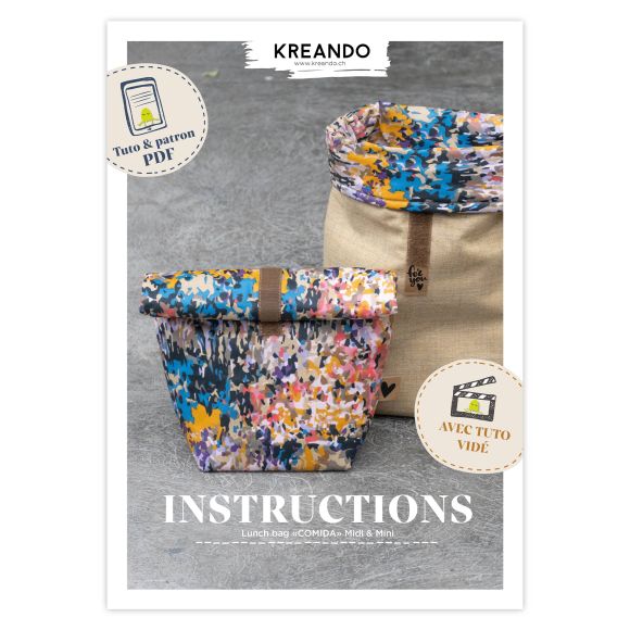 Instructions & patron PDF - Couture - Sac à lunch "COMIDA" Mini & Midi de KREANDO (français)