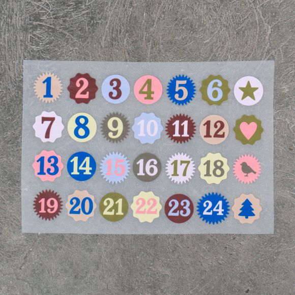 Adventskalenderzahlen - Bügelbild "POLA" 1-24 von KREANDO (bunt)