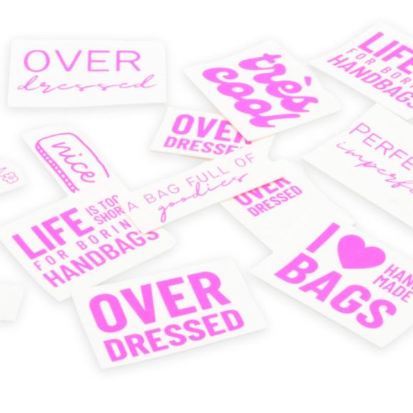 SnapPap Labels / Etiketten "Fashion" Bogen mit 40 Labels (weiss-pink)