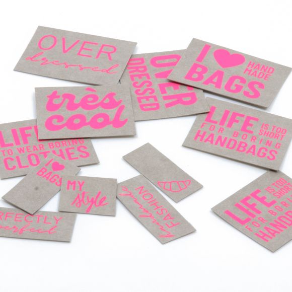 SnapPap Labels / Etiketten "Fashion" Bogen mit 40 Labels (grau-pink)