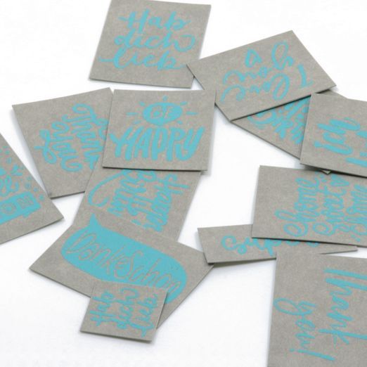 SnapPap Labels / Etiketten "Wünsche" Bogen mit 34 Labels (grau-türkis)