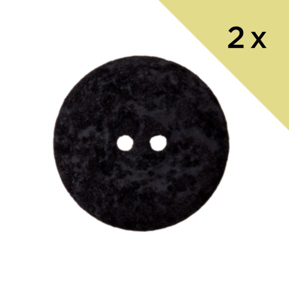 Bouton "Coton - recycling" Ø 20/25 mm - lot de 2 (noir)