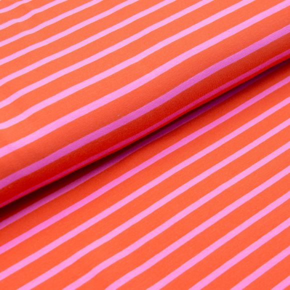 Jersey Baumwolle "Streifen" (orange-rosa)