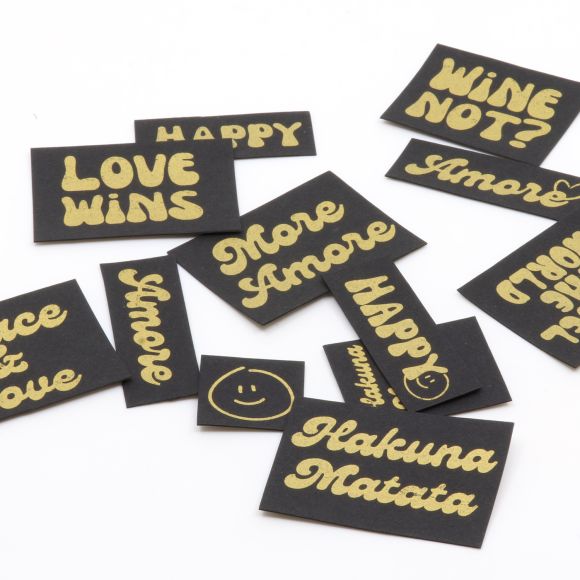 SnapPap Labels / Etiketten "Hippie" Bogen mit 40 Labels (schwarz-gold)